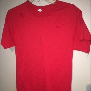 Red distressed t-shirt